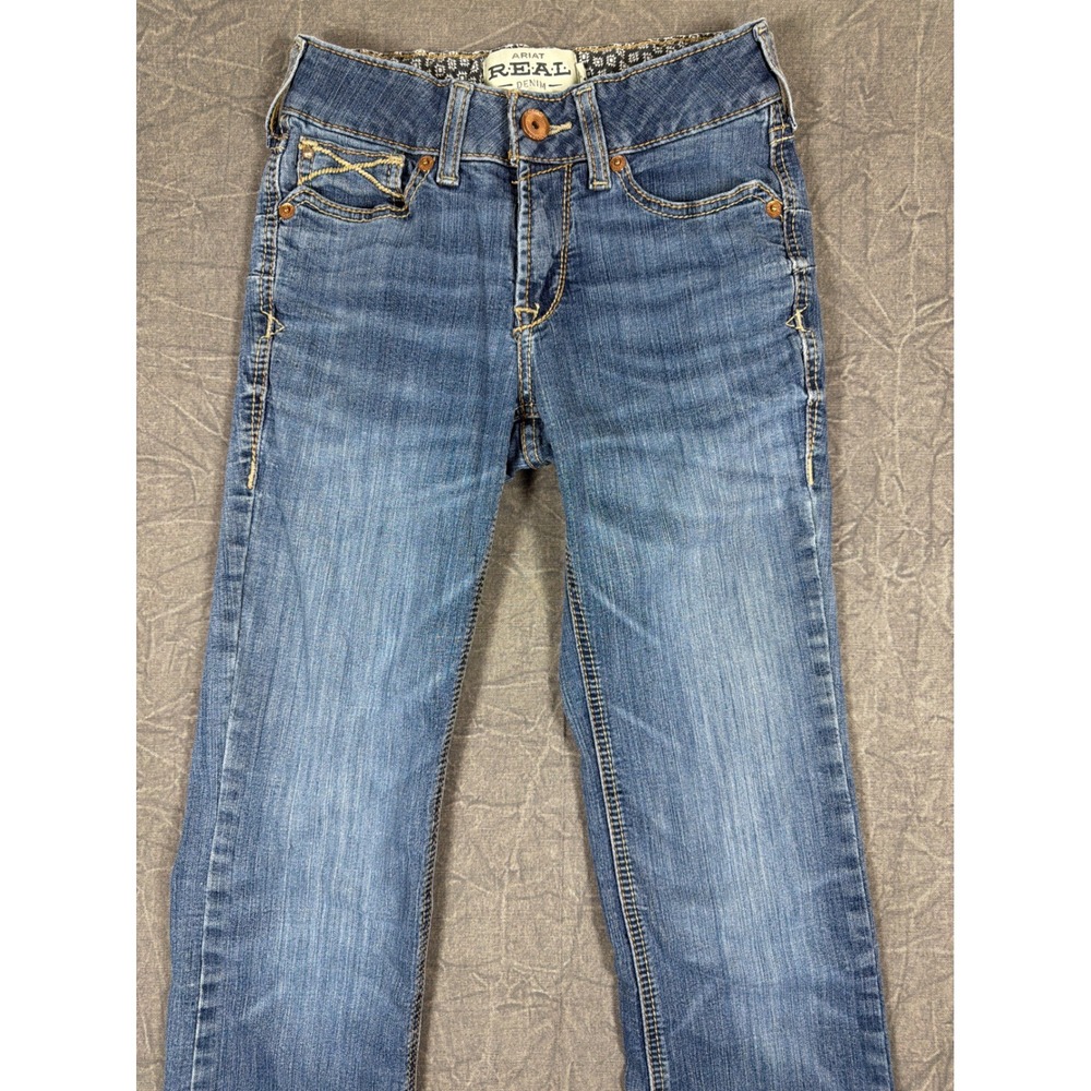 Ariat REAL Denim Women 26L Medium Wash Straight Leg Western Jeans Mid Rise Blue - Picture 3 of 11